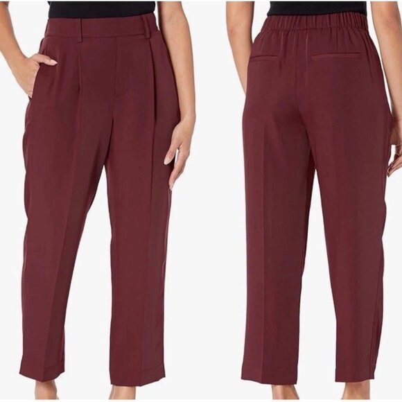 Vince Women’s Tapered High Rise Pull-On Pants Size XL Plum Wine Burgundy - Picture 1 of 8